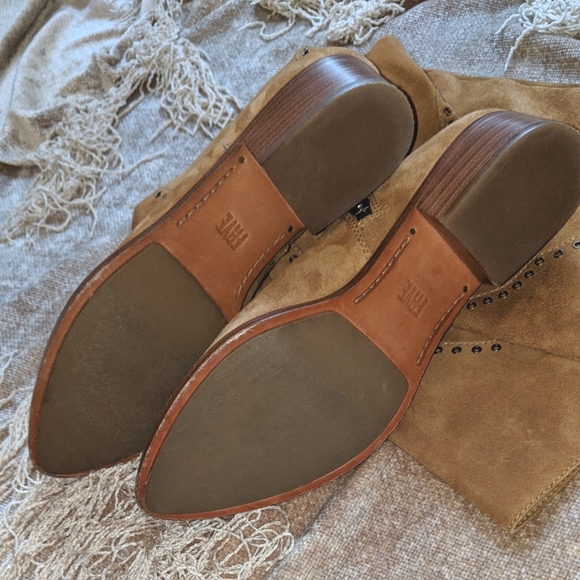 Frye Ray Grommet Brown Suede Knee High Boots 7.5 - Picture 9 of 16